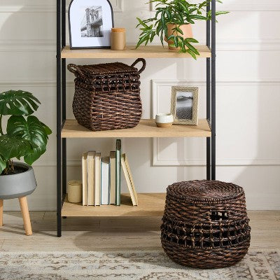  Rounded Square Chocolate Woven Basket With Lid - Threshold™