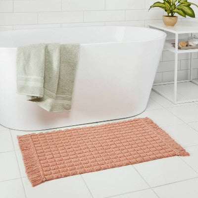  20"x32" Square Tufted Bath Rug Clay Pink - Threshold™