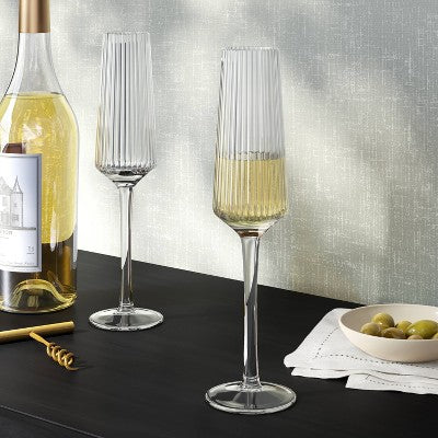  7.1oz Ribbed Stemmed Cassin Champagne Flute - Threshold™