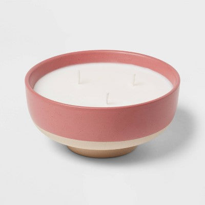  13oz Footed Textured Ceramic Dish With Dustcover Peony Rose Water & Freesia Pink - Threshold™