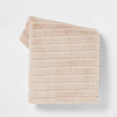  Textured Faux Fur Reversible Throw Blanket - Threshold™