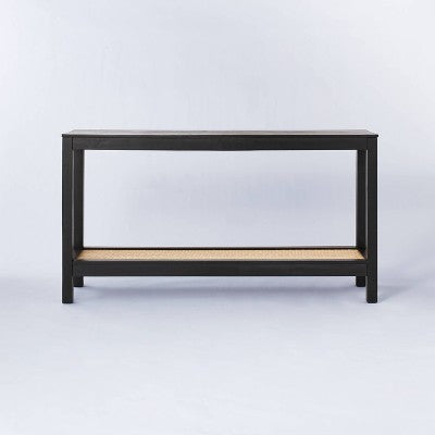  Console Table With Woven Rattan Shelf Black - Threshold™ Designed With Studio McGee