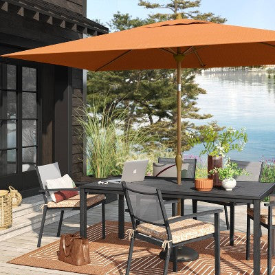  10'x6' Rectangular Market Patio Umbrella - Light Wood Pole - Threshold™