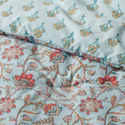  Floral Printed Comforter & Sham Set Light Teal Blue - Threshold™