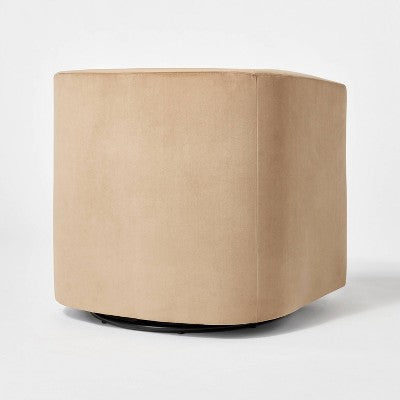  Vernon Upholstered Barrel Swivel Chair Light Brown Velvet - Threshold™ Designed With Studio McGee
