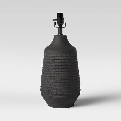  19"x8.5" Large Textured Ceramic Lamp Base Black - Threshold™: ETL Listed, No Assembly, 3-Way Switch