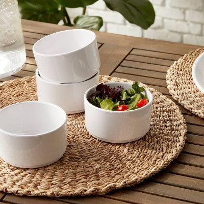  4pc 10oz Plastic Stella Mini Snack Bowl White - Threshold™: Dishwasher & Microwave-Safe, Solid Round Design