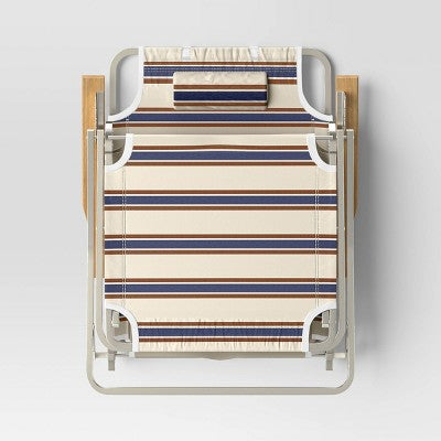  Striped Aluminum Beach Lounger With Wood Arms - Threshold™