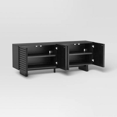  Fluted TV Stand For TVs Up To 55" Black - Threshold™: Entertainment Center With Adjustable Shelves