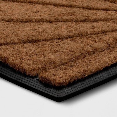  1'6"x2'6" Half Moon Rubber Coir Doormat Black - Threshold™