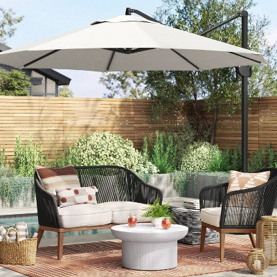  11'x11' Offset Patio Umbrella Linen - Black Pole - Threshold™