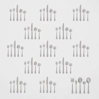 65pc Sussex Flatware Set Silver - Threshold™: Stainless Steel Silverware Service For 12, Dishwasher-Safe