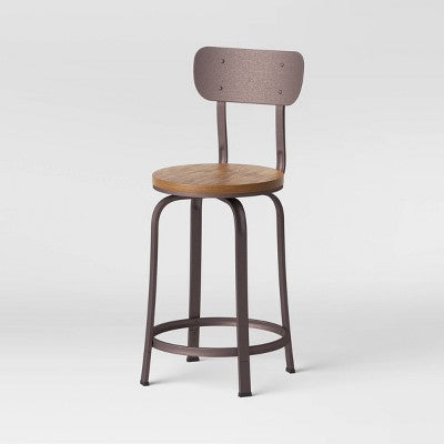  Dakota Swivel Wood Seat Barstool With Adjustable Legs Metal - Threshold™