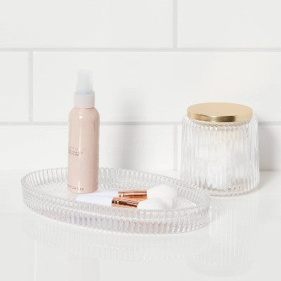  Ribbed Glass Vanity Tray Clear - Threshold™