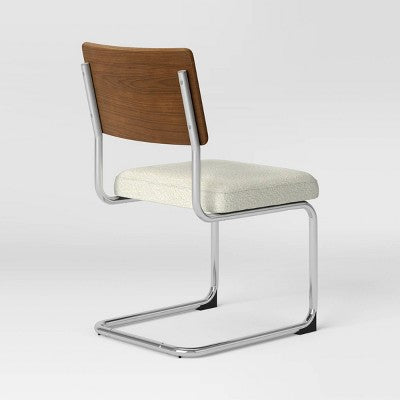  2pk Cecilton Chrome Cantilever Dining Chairs Cream Boucle - Threshold™