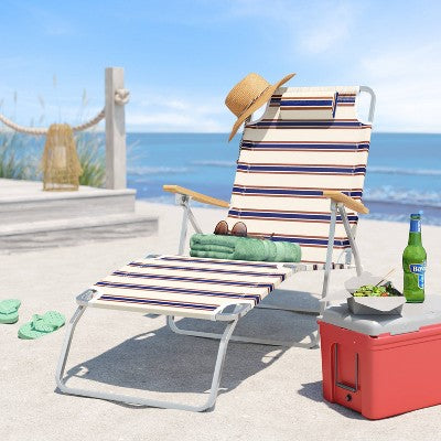  Striped Aluminum Beach Lounger With Wood Arms - Threshold™