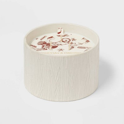  Textured Straight Side Ceramic Warm Cider & Cinnamon Candle White - Threshold™
