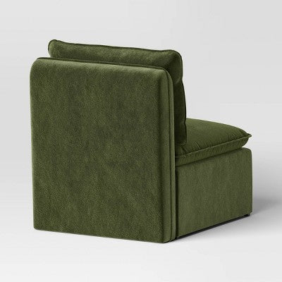  Haven Velvet Modular French Seam Sofa Chair Dark Green - Threshold™