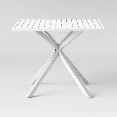  Seabury Steel 4 Person Square Patio Dining Table, Outdoor Furniture - White - Threshold™