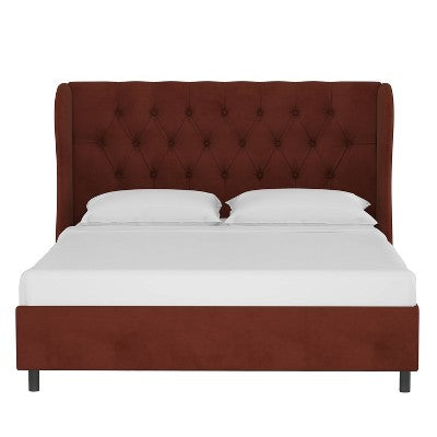  Wingback Platform Bed Velvet - Skyline Furniture