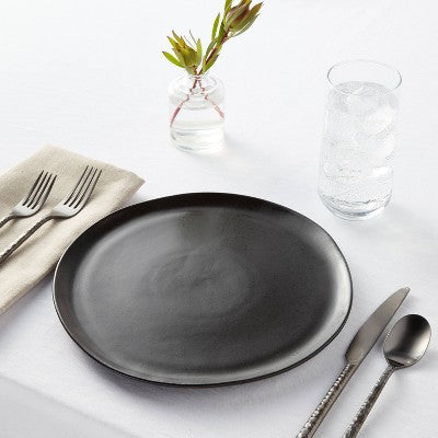  10" Earthenware Houlton Dinner Plate Black - Threshold™: Solid Round Microwave & Dishwasher Safe Dining Plate