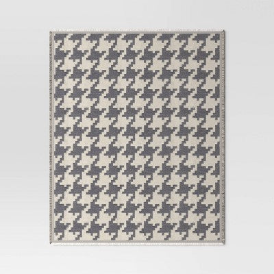  50''x60'' Oversized Chenille Woven Houndstooth Throw Blanket Gray/Neutral - Threshold™