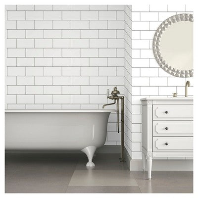  Subway Tile Peel & Stick Wallpaper White - Threshold™: Vinyl, Self-Adhesive, Stain-Resistant, Washable, 27.5 Sq Ft Coverage