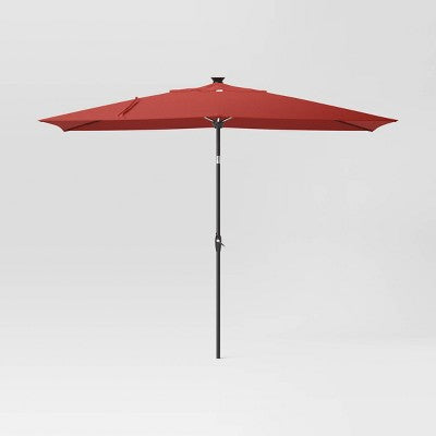  10'x6' Rectangular Solar Market Patio Umbrella - Black Pole - Threshold™