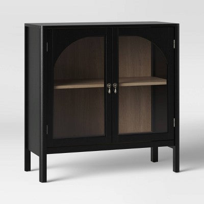  New Bedford 2 Door Accent Cabinet Black - Threshold™: Elegant Storage, Pewter-Finish Hardware, Wood Veneer