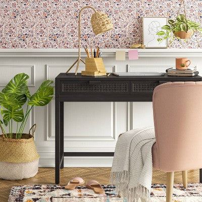  Minsmere Writing Desk With Drawers Black - Threshold™