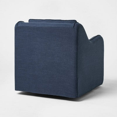  Slipcover Style Upholstered Swivel Accent Chair Blue - Threshold™ Designed With Studio McGee