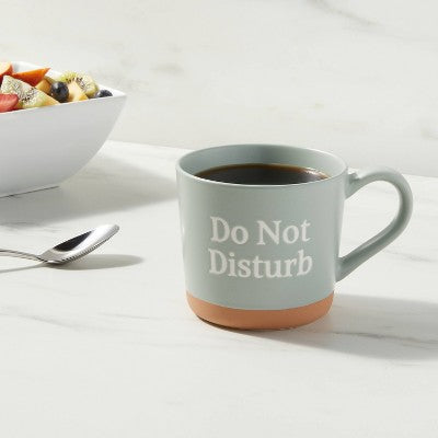 15oz Stoneware Do Not Disturb Mug - Threshold™: Green Coffee Cup, Dishwasher & Microwave Safe, Traditional Style