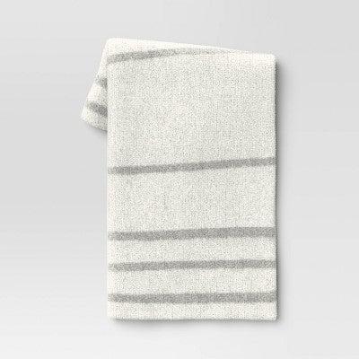  Cozy Feathery Knit Border Striped Throw Blanket - Threshold™