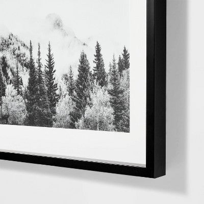  30"x24" Foggy Mountains Framed Wall Art - Threshold™ Designed With Studio McGee: Modern Decor, Black Frame, Landscape Print