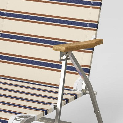  Striped Aluminum Beach Lounger With Wood Arms - Threshold™