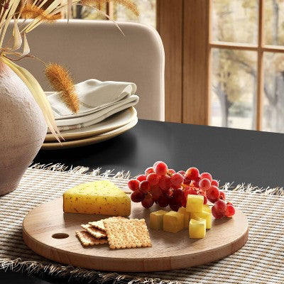  10"x10" Rubberwood Round Serving Platter Brown - Threshold™