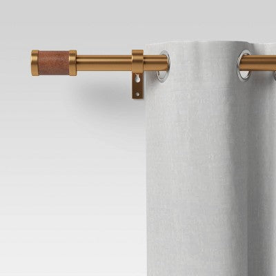  Faux Leather Cylinder Plated Curtain Rod Brass - Threshold™