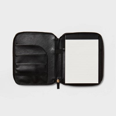  Faux Leather Zip Tech Case 9.98" Ring Binder Black - Threshold™
