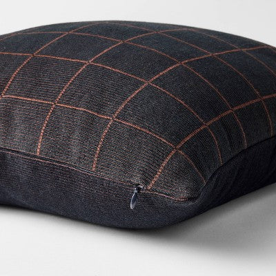  Square Woven Grid Pillow Navy/Burgundy - Threshold™ Designed With Studio McGee