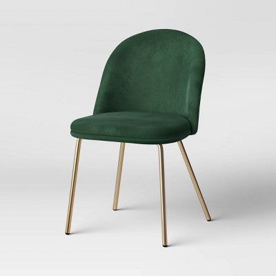  2pk Nils Brass Base Dining Chair Velvet Forest Green - Threshold™