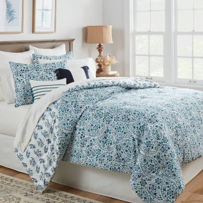  12pc Reversible Paisley Print Comforter & Sheets Set Blue/Dark Teal Blue - Threshold™