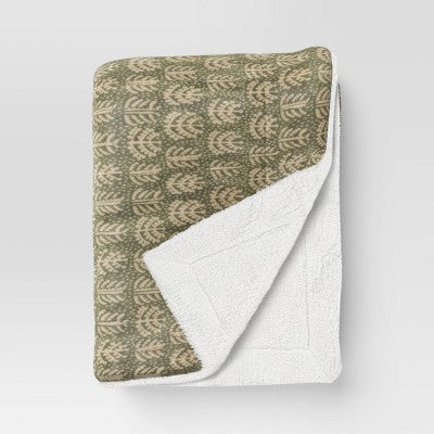  Printed Plush Throw With Faux Shearling Reverse - Threshold™