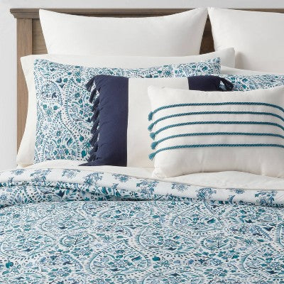  12pc Reversible Paisley Print Comforter & Sheets Set Blue/Dark Teal Blue - Threshold™