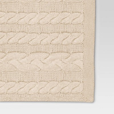  Chunky Cable Knit Reversible Throw Blanket - Threshold™