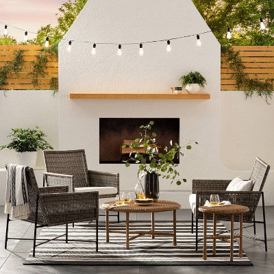  2pc Wicker & Metal X-Frame Outdoor Patio Chairs, Club Chairs Gray - Threshold™ Designed With Studio McGee