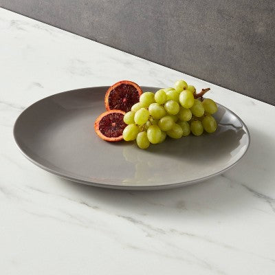  10" Stoneware Avesta Serving Platter Gray - Threshold™: Oval Modern Microwave & Dishwasher-Safe Tableware