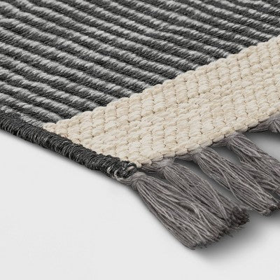  7'x10' Oversized Stripe Outdoor Rug Charcoal Gray - Threshold™