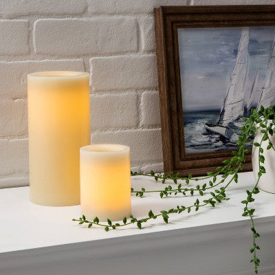  8" X 4" LED Flameless Black Wick Candle Cream - Threshold™