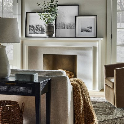  30"x24" Foggy Mountains Framed Wall Art - Threshold™ Designed With Studio McGee: Modern Decor, Black Frame, Landscape Print