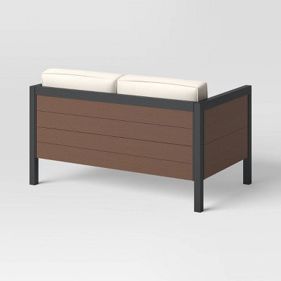  Bryant 2pc Faux Wood Patio Loveseat & Coffee Table - Gray/Natural - Threshold™